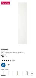 2x nieuwe IKEA PAX deuren Forsand (wit) + scharnieren, Huis en Inrichting, Ophalen, 200 cm of meer, Nieuw, 50 tot 100 cm