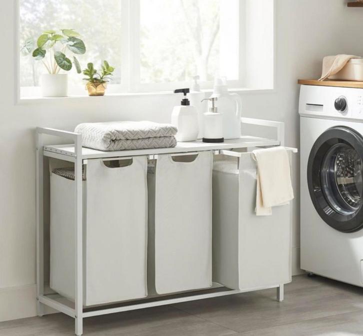 Wasmeubel met 3 wasmanden, Huis en Inrichting, Badkamer | Badkamermeubels, Zo goed als nieuw, Wastafelkast, Minder dan 100 cm