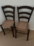 4 vlechtriet gedekte houten stoelen, Huis en Inrichting, Ophalen, Bruin, Riet of Rotan, Zo goed als nieuw