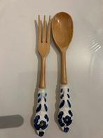 Houten lepel en vork met keramische handvatten, Ophalen of Verzenden