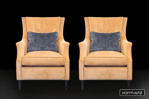 Set bergere fauteuils in alcantare stof, Huis en Inrichting, Fauteuils, Zo goed als nieuw, Stof, 50 tot 75 cm, 75 tot 100 cm, Ophalen of Verzenden