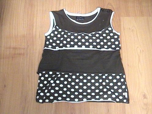 Villa Happ geweldig leuke bruine top + witte bollen /stippen, Kinderen en Baby's, Kinderkleding | Maat 128, Zo goed als nieuw