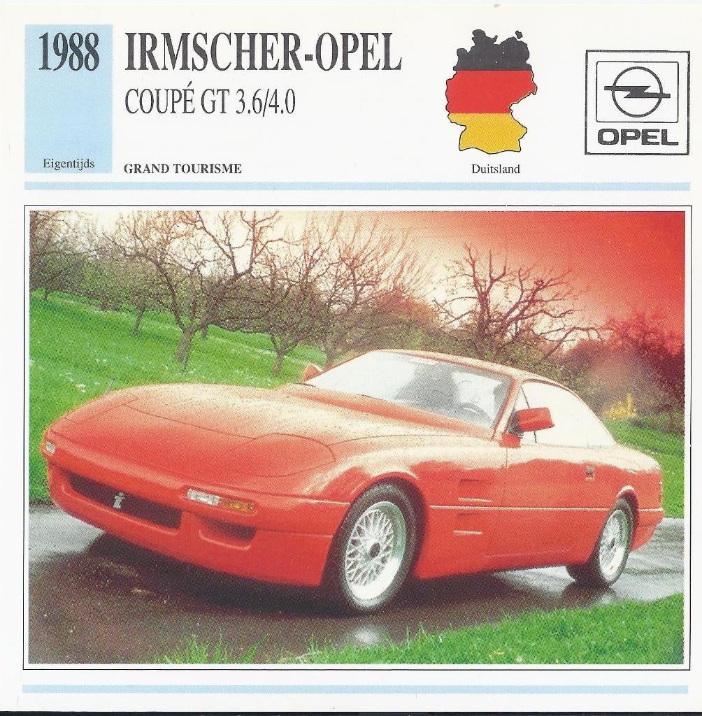 Ma78 autokaart irmscher - opel coupe gt ( 1988, Ophalen of Verzenden, Zo goed als nieuw, Auto's