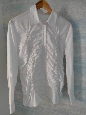 Nette vlotte aparte witte blouse, Verse, 44, mooi smockwerk beschikbaar voor biedingen
