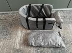 Stoffen hondenmandje voor in auto, smal, grijs, Dieren en Toebehoren, Hondenmanden, Ophalen of Verzenden, Zo goed als nieuw, Polyester