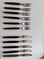 Vintage midcentury bestek met houten handvat, Ophalen of Verzenden, Gebruikt, Hout, Los bestek