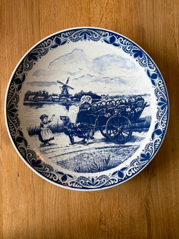 Chemkefa Holland groot Delfts Blauw wandbord hondenkar, Antiek en Kunst, Antiek | Wandborden en Tegels, Ophalen of Verzenden