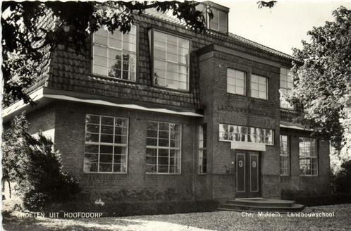 Groeten uit Hoofddorp - Chr. Middelb. Landbouwschool - ongel, Verzamelen, Ansichtkaarten | Nederland, Ongelopen, Overijssel, 1920 tot 1940