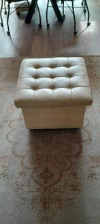 Lederen poef, Ophalen, Minder dan 50 cm, Leer, Zo goed als nieuw