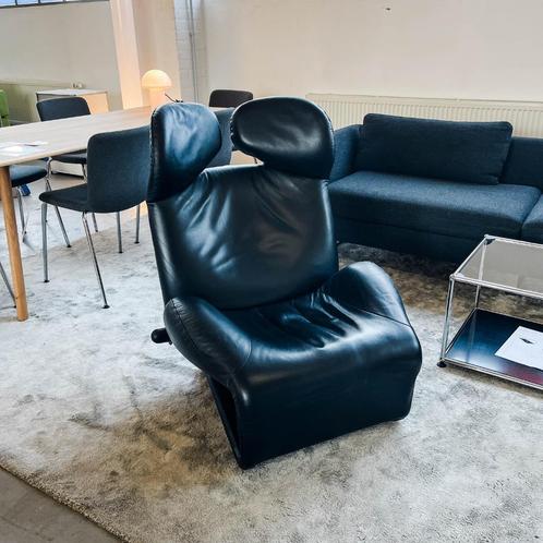 Cassina - Wink - Fauteuil - Leer - Zwart, Huis en Inrichting, Stoelen, Gebruikt, Eén, Leer, Zwart, Verzenden