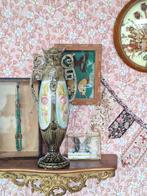 Antieke Majolica vaas, Gebruikt, Overige kleuren, Aardewerk of Porselein, Ophalen of Verzenden