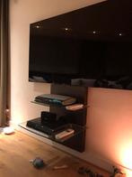 Tv wandmeubel donkerbruin incl 2 glasplaten, Ophalen of Verzenden
