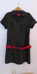 Donkergroene doorknoop jurk, cargo model, lage taille, M, 40, Maat 42/44 (L), Ophalen of Verzenden, Gedragen, Groen