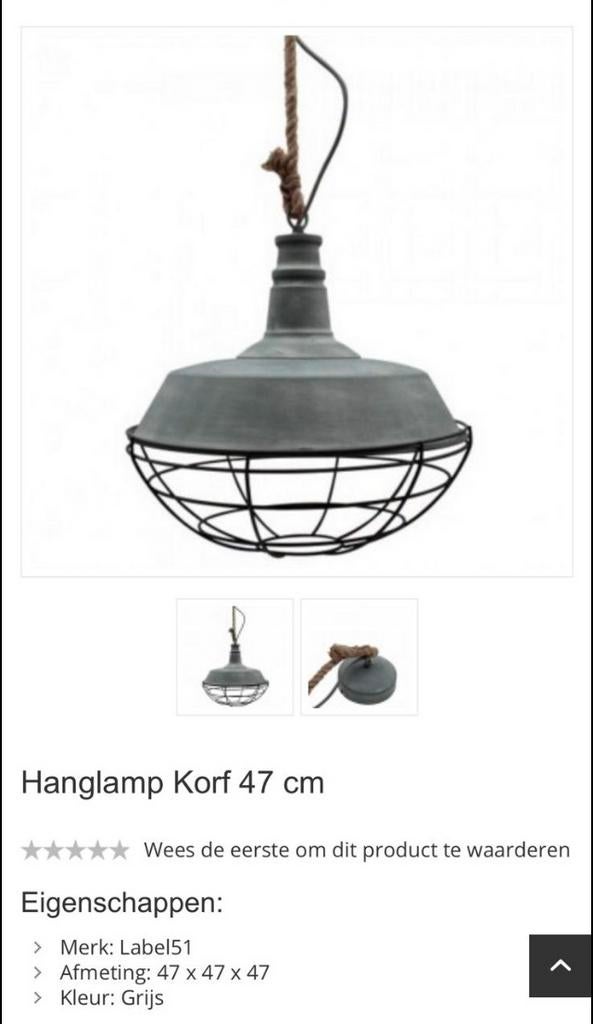 Industriële hanglamp label 51 betonlook, Huis en Inrichting, Lampen | Hanglampen, Ophalen of Verzenden, Zo goed als nieuw, Minder dan 50 cm