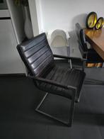 6 Van Bommel Buffalo Leder Eetkamerstoelen, Huis en Inrichting, Stoelen, Ophalen of Verzenden, Zwart, Vijf, Zes of meer stoelen