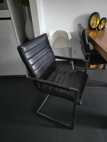 6 Van Bommel Buffalo Leder Eetkamerstoelen beschikbaar voor biedingen