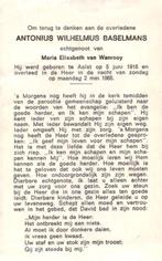 Baselmans Antonius Wilhelmus 1916 Aalst 1965, Verzamelen, Ophalen of Verzenden