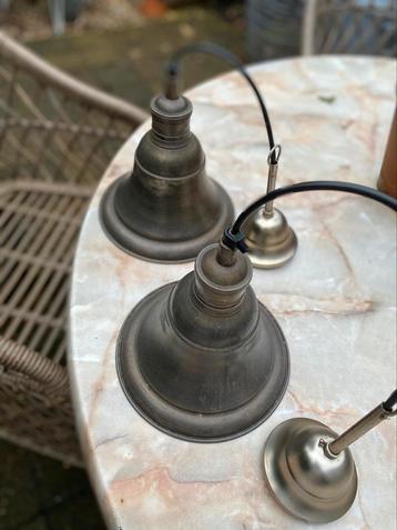 2 Hanglampjes tin kleurig incl armatuur stijlvolle lampjes beschikbaar voor biedingen