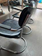 Retro “de wit” stoelen sky leer, Huis en Inrichting, Stoelen, Ophalen of Verzenden, Gebruikt, Wit, Leer