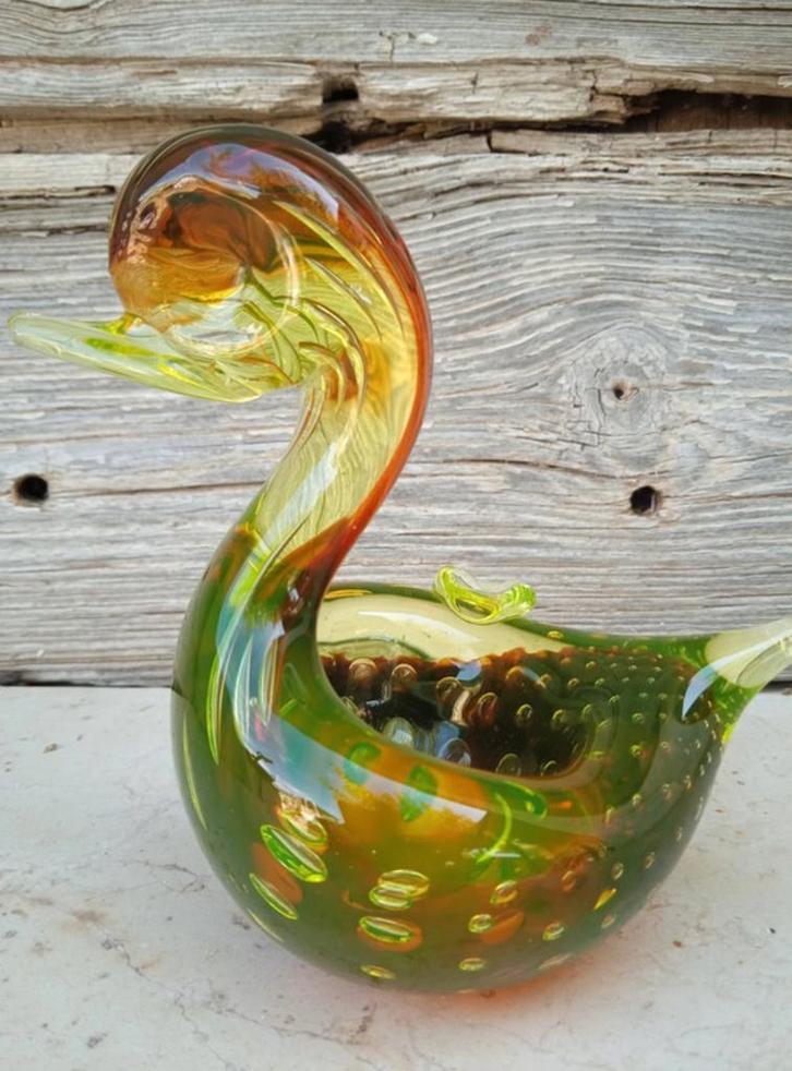 Murano Uranium Glas Eend Asbak, Antiek en Kunst, Antiek | Glas en Kristal, Ophalen of Verzenden