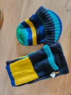 Hema muts en sjaal set - blauw, groen, geel, Kinderen en Baby's, Kinderkleding | Mutsen, Sjaals en Handschoenen, Ophalen of Verzenden
