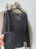 H&M zwarte metallic top met zilver maat S 36, H&M, Verzenden, Zo goed als nieuw, Maat 34 (XS) of kleiner