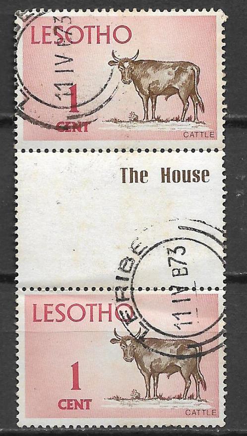 Lesotho 1971 Def serie koe rund gutterpair, Postzegels en Munten, Postzegels | Afrika, Gestempeld, Overige landen, Verzenden