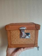 Vintage tas van riet/ leer met schouder band, Ophalen of Verzenden, Gebruikt, Bruin, Schoudertasje