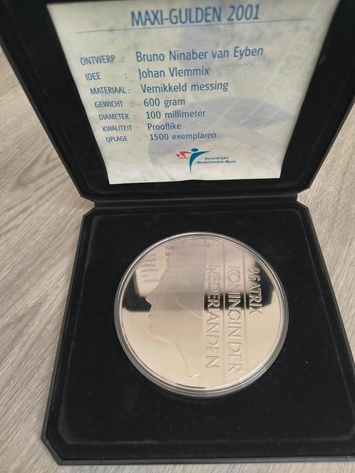 Proof maxi gulden 2001, orginele verpakking, Postzegels en Munten, Munten | Nederland, 1 gulden, Koningin Beatrix, Ophalen of Verzenden