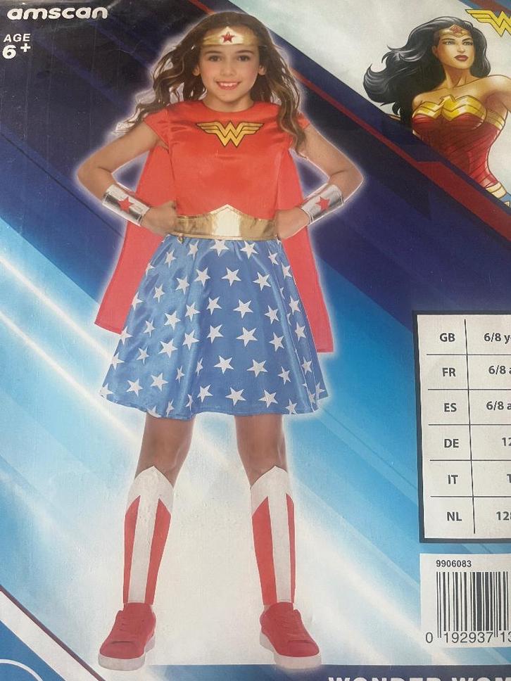 verkleedkleren: Origineel DC Wonder Woman pak mt 128 NIEUW, Kinderen en Baby's, Carnavalskleding en Verkleedspullen, Nieuw, Meisje