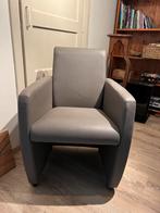 4 Goossens lederen eetkamerstoelen - grijs, Ophalen, Minder dan 50 cm, Gebruikt, Minder dan 75 cm