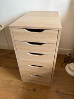 IKEA Alex Ladeblok - Wit Gelazuurd Eiken, Ophalen, 5 laden of meer, Zo goed als nieuw, Minder dan 100 cm