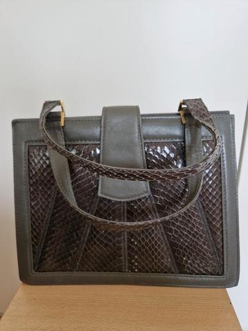 Leren handtas grijs print vintage  beschikbaar voor biedingen