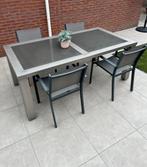 Rvs tuinset / tuintafel / terras, Ophalen, Gebruikt, 6 zitplaatsen, Rvs