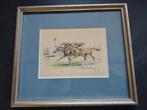 Aquarel schilderij Brits paardenrace horserace gesigneed, Antiek en Kunst, Ophalen of Verzenden