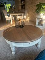 Salontafel eiken met creme, 100 tot 150 cm, Rond, Ophalen of Verzenden, Zo goed als nieuw