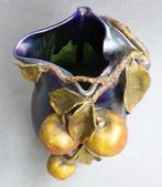 Om 1880 - 1910 Art Nouveau Florale Fruit Appels Vaas Bokaal, Antiek en Kunst, Ophalen of Verzenden