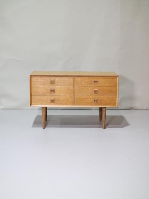 Dubbele ladekast Brouer eiken Deens vintage, Huis en Inrichting, Kasten | Ladekasten, Zo goed als nieuw, Minder dan 100 cm, 100 tot 150 cm