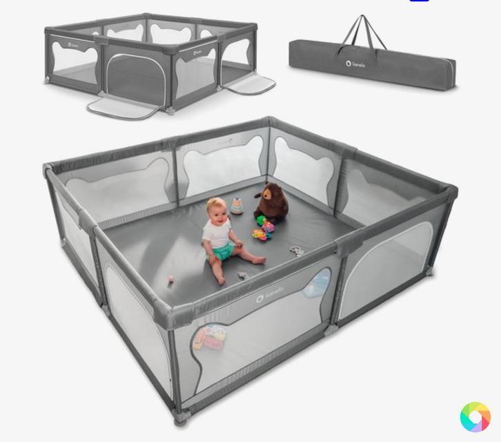 Grondbox grijs, Kinderen en Baby's, Boxen, Zo goed als nieuw, Vierkant, Ophalen
