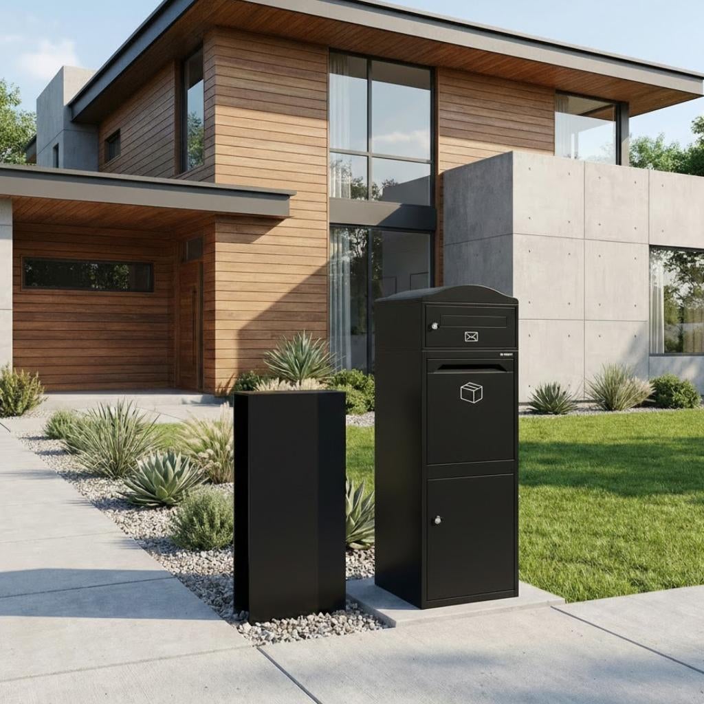 Logixbox - Pakketbrievenbus - Complete set - Grijs -- ACTIE, Ophalen of Verzenden, Nieuw, Staal, Staande brievenbus