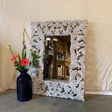 Barok spiegel - Houten lijst wit - 120 x 90 cm - TTM Wonen beschikbaar voor biedingen