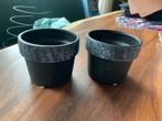 Set van 2 zwarte bloempotten, Ophalen, Kunststof, Gebruikt, Rond