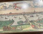 Oude Ets/Gravure Stadsgezicht Ingelijst Houten Lijst Decorat, Ophalen of Verzenden
