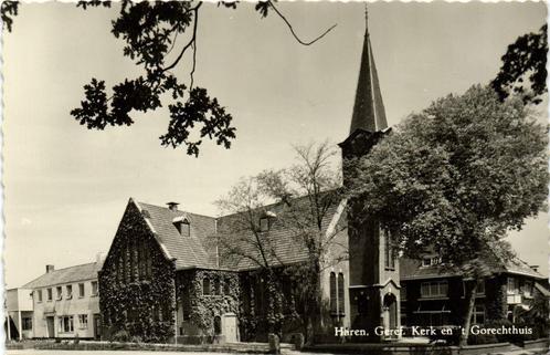 Haren, Geref. Kerk en t Gorechthuis - ongelopen, Verzamelen, Ansichtkaarten | Nederland, Ongelopen, Groningen, 1920 tot 1940, Ophalen of Verzenden