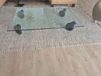 Fontana Arte Glazen Salontafel met Wielen, Ophalen, 100 tot 150 cm, 50 tot 100 cm, Zo goed als nieuw