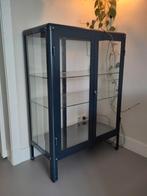Fabrikör vitrinekast - zwartblauw, Ophalen, Met deur(en), 100 tot 150 cm, 50 tot 100 cm