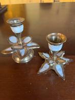 Messing Kandelaars met Parelmoer, Ophalen of Verzenden, Overige materialen