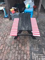 Kinder picknick tafel zwart gebeitst, Tuin en Terras, Zo goed als nieuw, Rechthoekig, Hout, Ophalen
