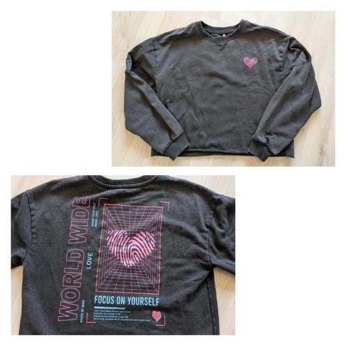 Stoere trui met rug print KIDS ONLY 140/146 antraciet, Kinderen en Baby's, Kinderkleding | Maat 140, Zo goed als nieuw, Meisje