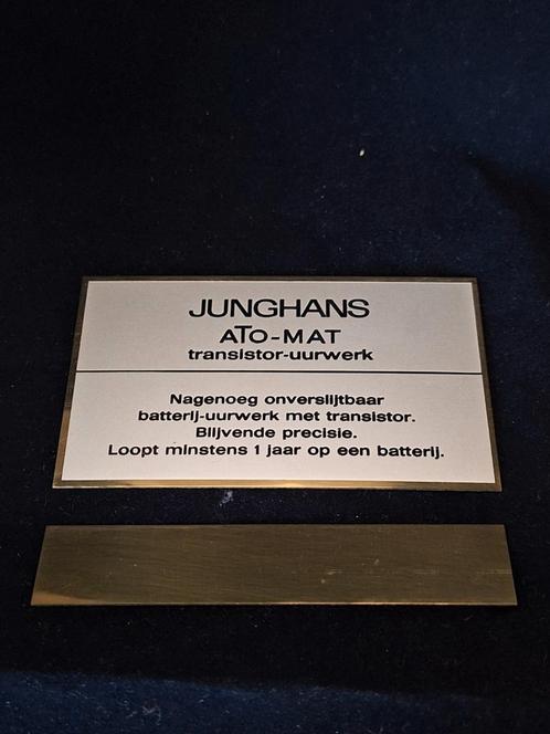 Antieke reclame plaat van het horloge merk Junghans Ato-Mat, Verzamelen, Merken en Reclamevoorwerpen, Zo goed als nieuw, Reclamebord